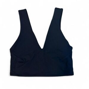 Free People Movement Never Better Crop V-Neck Sports Bra Top XS Black